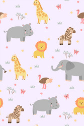 Seamless pattern with cute savanna animals vector