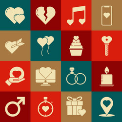 set map pointer with heart burning candle key vector image