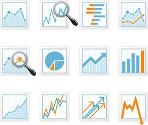 statistics and analytics data icons with diagrams vector