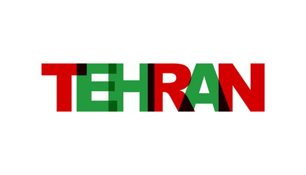 tehran phrase overlap color no transparency vector image