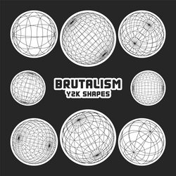 wireframe shapes lined sphere perspective mesh vector image