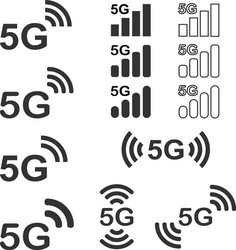 wifi icon sign shape button set mobile signal 5g vector image