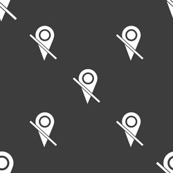 map pointer icon sign seamless pattern on a gray vector image