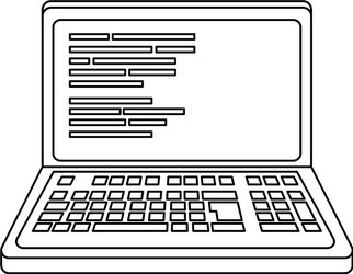 outline laptop programming code web technology vector