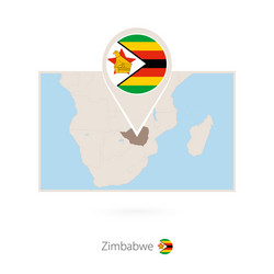 rectangular map zimbabwe with pin icon vector image