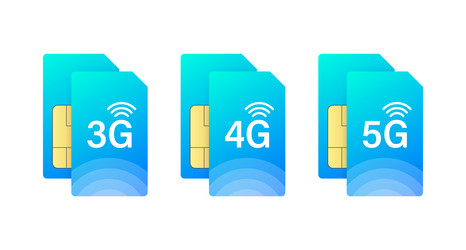 3g 4g 5g sim card internet connections using vector