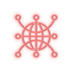 retro style red neon icon web global network vector