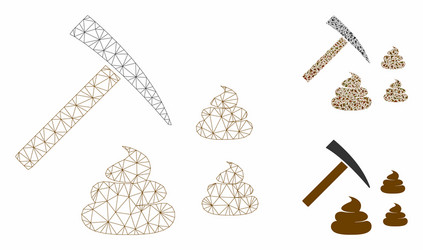 shit mining mesh carcass model and triangle vector image