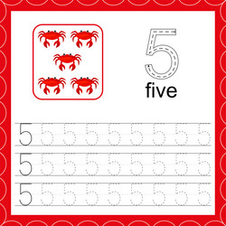 Cards with numbers for children trace the line vector