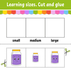 learning sizes cut and glue easy level color vector image