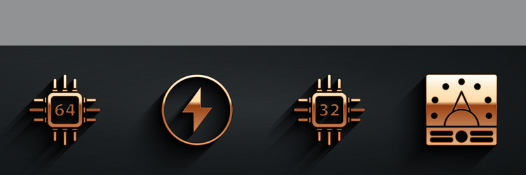 set processor with microcircuits cpu lightning vector image
