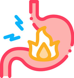 Severe heartburn stomach pain icon outline vector