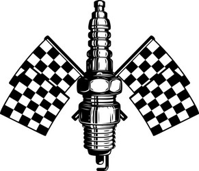 Car spark plug with racing flags design element vector