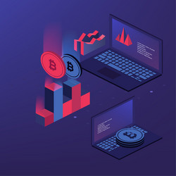 cryptocurrency and blockchain bitcoin mining farm vector image