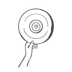 hand holding a vinyl record drawn Vector Image