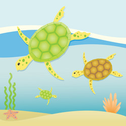 Scene with sea turtles swimming Royalty Free Vector Image