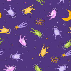 seamless pattern with frogs in space image vector image