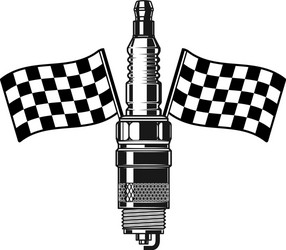 Car spark plug with racing flags design element vector