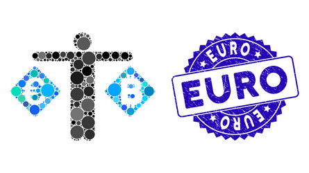 Collage person compare euro and bitcoin icon vector