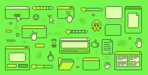 pixel art retro windows interface 8 bit text vector image
