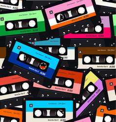Retro Audio Cassette Pattern vector image