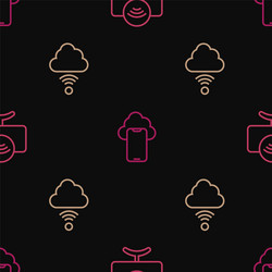 set line smart tv system network cloud connection vector image