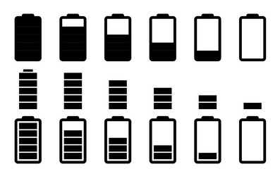 device charging icons set small medium and large vector