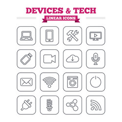 devices and technologies linear icons set thin vector image