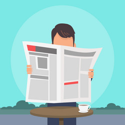 man reading newspaper flat concept vector