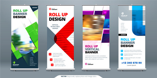 Roll Up Banner Stand - Abstract vector image