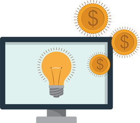 set icons with computer screen in white vector image