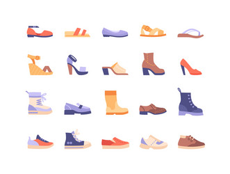 Women shoes isolated collection of various types Vector Image