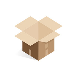 isometric open empty cardboard box unbuttoned vector image