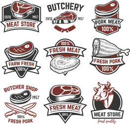 set of meat store labels butchery design elements vector image