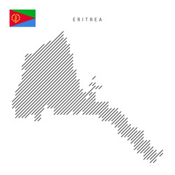 eritrea map from pattern of black slanted vector image