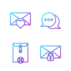 set line mail message lock password delete vector image