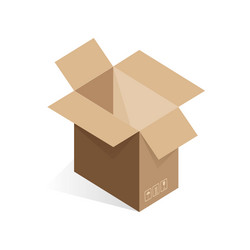 isometric open empty cardboard box unpacking vector image