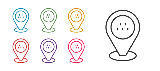 set line map pointer with taxi car icon isolated vector image