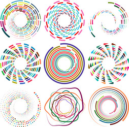 set mottled multi color and colorful spiral vector