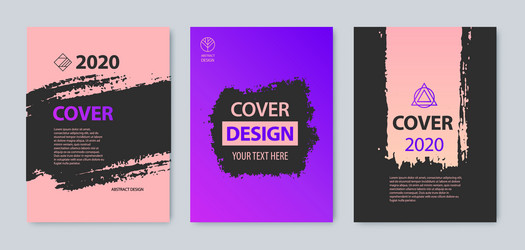 set of stroke cover design purple pink vector