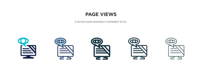 Page views icon in different style two colored vector