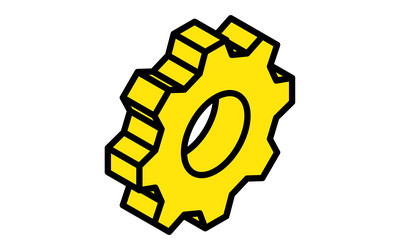 A simple yellow gear isometric icon vector