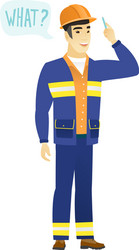 builder with question what in speech bubble vector image