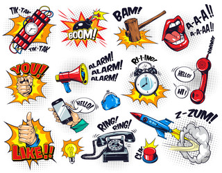 Comic elements seamless pattern Royalty Free Vector Image