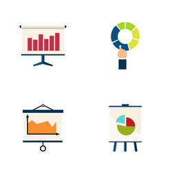 flat icon chart set of diagram graph easel vector image