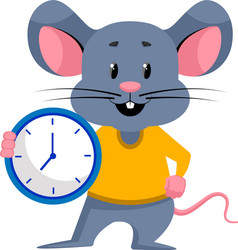 mouse with clock on white background vector image