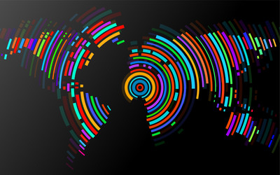 abstract world map of radial lines vector image