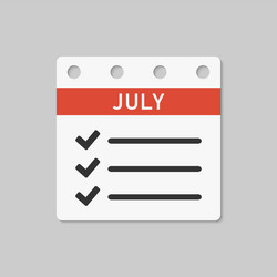 icon calendar july month to-do list checklist vector image