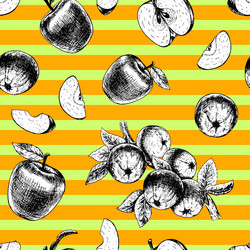 seamless pattern with apples sketch vector