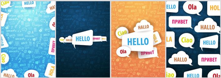 set of language translator banners with hand-draw vector